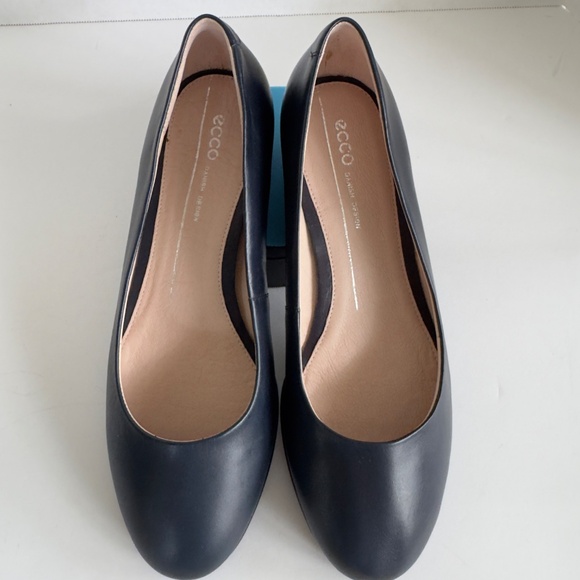 Ecco Anine Ballerina Flats Navy Blue Leather New Without Box - Picture 3 of 4